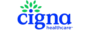Cigna Healthcare logo with green leaf design, representing health insurance services.